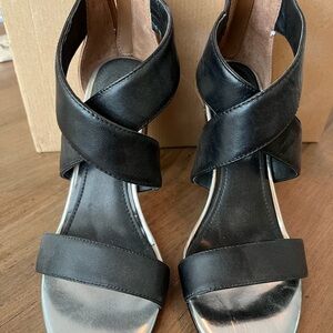 White House Black Market Black Crisscross Sandals with Heels